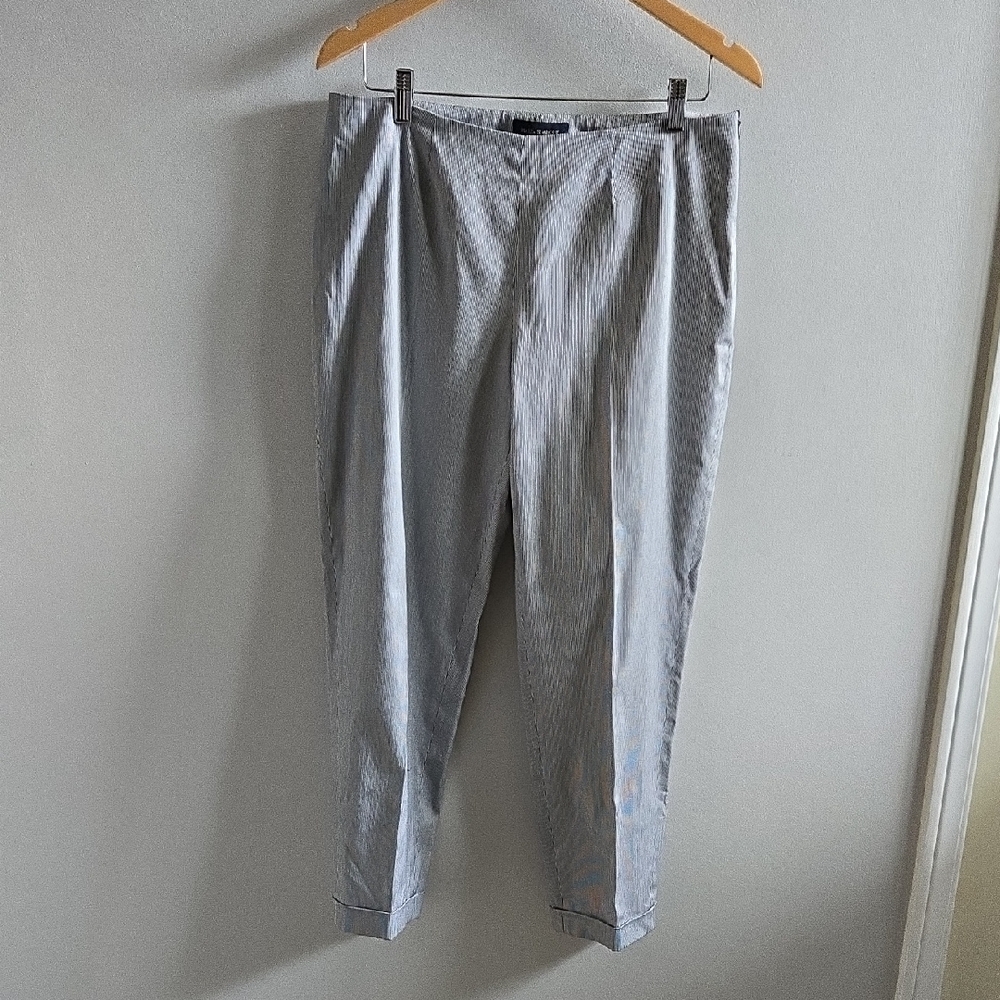 Piazza Sempione Black and White Pinstripe Pants Size European 46